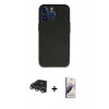 MARSİLYAN™- iPhone 14 Pro Max Kılıf Kozmos Yansıma Özel Seri - Siyah Bilvis 3D Mat Cam Ekran Koruyucu + Gümüş Raze Metal Kamera Lens
