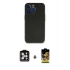 MARSİLYAN™- iPhone 14 Pro Max Kılıf Kozmos Yansıma Özel Seri - Siyah Buffer Cam Ekran Koruyucu + PVD Metal Kamera Lens - TU