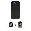 MARSİLYAN™- iPhone 14 Pro Max Kılıf Kozmos Yansıma Özel Seri - Siyah Buffer Hayalet Cam Ekran Koruyucu + PVD Metal Kamera Lens - TU