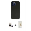MARSİLYAN™- iPhone 14 Pro Max Kılıf Kozmos Yansıma Özel Seri - Siyah Mat Seramik Nano Ekran Koruyucu + Gold Bilvis Titan Kamera Lens