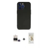 MARSİLYAN™- iPhone 14 Pro Max Kılıf Kozmos Yansıma Özel Seri - Siyah Mat Seramik Nano Ekran Koruyucu + Gümüş Bilvis Titan Kamera Lens