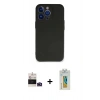 MARSİLYAN™- iPhone 14 Pro Max Kılıf Kozmos Yansıma Özel Seri - Siyah Polymer Nano Ekran Koruyucu + Derin Mor Bilvis Titan Kamera Lens
