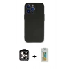 MARSİLYAN™- iPhone 14 Pro Max Kılıf Kozmos Yansıma Özel Seri - Siyah Polymer Nano Ekran Koruyucu + Turuncu PVD Metal Kamera Lens
