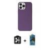 MARSİLYAN™- iPhone 14 Pro Max Kılıf Kutup Doku Koleksiyonu - Siyah 18D Cam Ekran Koruyucu + PVD Metal Kamera Lens - TU