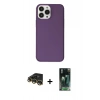 MARSİLYAN™- iPhone 14 Pro Max Kılıf Kutup Doku Koleksiyonu - Siyah 360 Mat Full Body Arka Koruyucu + Raze Metal Kamera Lens - GD