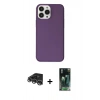 MARSİLYAN™- iPhone 14 Pro Max Kılıf Kutup Doku Koleksiyonu - Siyah 360 Mat Full Body Arka Koruyucu + Raze Metal Kamera Lens - GS