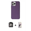 MARSİLYAN™- iPhone 14 Pro Max Kılıf Kutup Doku Koleksiyonu - Siyah Bilvis 3D Mat Cam Ekran Koruyucu + PVD Metal Kamera Lens - TU