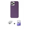 MARSİLYAN™- iPhone 14 Pro Max Kılıf Kutup Doku Koleksiyonu - Siyah Bilvis 5in1 5D Magic Hayalet Cam Ekran Koruyucu + Gümüş Band Metal Kamera Lens