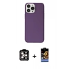 MARSİLYAN™- iPhone 14 Pro Max Kılıf Kutup Doku Koleksiyonu - Siyah Buffer Hayalet Cam Ekran Koruyucu + PVD Metal Kamera Lens - TU