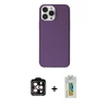 MARSİLYAN™- iPhone 14 Pro Max Kılıf Kutup Doku Koleksiyonu - Siyah Polymer Nano Ekran Koruyucu + PVD Metal Kamera Lens - TU