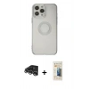 MARSİLYAN™- iPhone 14 Pro Max Kılıf Kutup Klasik - Siyah 6D Mat Seramik Hayalet Nano Ekran Koruyucu + Gümüş Raze Metal Kamera Lens