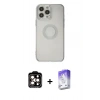 MARSİLYAN™- iPhone 14 Pro Max Kılıf Kutup Klasik - Siyah Bilvis 5in1 3D Magic Cam Ekran Koruyucu + PVD Metal Kamera Lens - TU