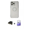 MARSİLYAN™- iPhone 14 Pro Max Kılıf Kutup Klasik - Siyah Bilvis 5in1 5D Magic Hayalet Cam Ekran Koruyucu + Raze Metal Kamera Lens - GD