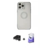 MARSİLYAN™- iPhone 14 Pro Max Kılıf Kutup Klasik - Siyah Bilvis 5in1 5D Magic Hayalet Cam Ekran Koruyucu + Raze Metal Kamera Lens - GS
