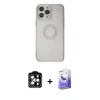 MARSİLYAN™- iPhone 14 Pro Max Kılıf Kutup Klasik - Siyah Bilvis 5in1 5D Magic Hayalet Cam Ekran Koruyucu + PVD Metal Kamera Lens - TU