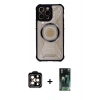 MARSİLYAN™- iPhone 14 Pro Max Kılıf Kutup Modern - Şeffaf 360 Full Body Arka Koruyucu + PVD Metal Kamera Lens - TU