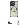 MARSİLYAN™- iPhone 14 Pro Max Kılıf Kutup Modern - Şeffaf Pasifik Cam Ekran Koruyucu + Bilvis Titan Kamera Lens - GS