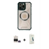 MARSİLYAN™- iPhone 14 Pro Max Kılıf Kutup Modern - Şeffaf Pasifik Cam Ekran Koruyucu + Bilvis Titan Kamera Lens - GS