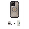 MARSİLYAN™- iPhone 14 Pro Max Kılıf Kutup Modern - Şeffaf Pasifik Cam Ekran Koruyucu + Bilvis Titan Kamera Lens - GS