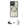 MARSİLYAN™- iPhone 14 Pro Max Kılıf Kutup Modern - Şeffaf Pasifik Cam Ekran Koruyucu + Bilvis Titan Kamera Lens - SH