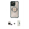 MARSİLYAN™- iPhone 14 Pro Max Kılıf Kutup Modern - Şeffaf Pasifik Cam Ekran Koruyucu + Gold Bilvis Titan Kamera Lens