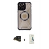 MARSİLYAN™- iPhone 14 Pro Max Kılıf Kutup Modern - Şeffaf Pasifik Cam Ekran Koruyucu + Raze Metal Kamera Lens - GD