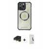 MARSİLYAN™- iPhone 14 Pro Max Kılıf Kutup Modern - Şeffaf Pasifik Cam Ekran Koruyucu + Raze Metal Kamera Lens - GD