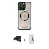 MARSİLYAN™- iPhone 14 Pro Max Kılıf Kutup Modern - Şeffaf Pasifik Cam Ekran Koruyucu + Raze Metal Kamera Lens - GS