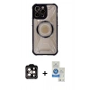 MARSİLYAN™- iPhone 14 Pro Max Kılıf Kutup Modern - Şeffaf Royal Nano Ekran Koruyucu + PVD Metal Kamera Lens - TU