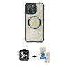 MARSİLYAN™- iPhone 14 Pro Max Kılıf Kutup Modern - Şeffaf Royal Nano Ekran Koruyucu + PVD Metal Kamera Lens - TU