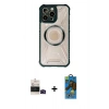 MARSİLYAN™- iPhone 14 Pro Max Kılıf Kutup Modern - Siyah 18D Cam Ekran Koruyucu + Bilvis Titan Kamera Lens - SH