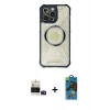 MARSİLYAN™- iPhone 14 Pro Max Kılıf Kutup Modern - Siyah 18D Cam Ekran Koruyucu + Bilvis Titan Kamera Lens - DNMR