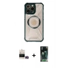 MARSİLYAN™- iPhone 14 Pro Max Kılıf Kutup Modern - Siyah 360 Mat Full Body Arka Koruyucu + Gold Bilvis Titan Kamera Lens