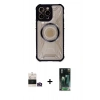 MARSİLYAN™- iPhone 14 Pro Max Kılıf Kutup Modern - Siyah 360 Mat Full Body Arka Koruyucu + Gold Bilvis Titan Kamera Lens