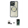 MARSİLYAN™- iPhone 14 Pro Max Kılıf Kutup Modern - Siyah 360 Mat Full Body Arka Koruyucu + Gold Bilvis Titan Kamera Lens