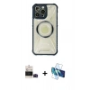 MARSİLYAN™- iPhone 14 Pro Max Kılıf Kutup Modern - Siyah 3D Antistatik Cam Ekran Koruyucu + Bilvis Titan Kamera Lens - SH