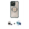 MARSİLYAN™- iPhone 14 Pro Max Kılıf Kutup Modern - Siyah 3D Antistatik Cam Ekran Koruyucu + Bilvis Titan Kamera Lens - DNMR