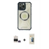 MARSİLYAN™- iPhone 14 Pro Max Kılıf Kutup Modern - Siyah 6D Mat Seramik Hayalet Nano Ekran Koruyucu + Bilvis Titan Kamera Lens - GS