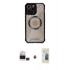 MARSİLYAN™- iPhone 14 Pro Max Kılıf Kutup Modern - Siyah 6D Mat Seramik Hayalet Nano Ekran Koruyucu + Bilvis Titan Kamera Lens - DNMR