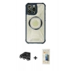 MARSİLYAN™- iPhone 14 Pro Max Kılıf Kutup Modern - Siyah 6D Mat Seramik Hayalet Nano Ekran Koruyucu + Raze Metal Kamera Lens - GS