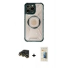 MARSİLYAN™- iPhone 14 Pro Max Kılıf Kutup Modern - Siyah 6D Mat Seramik Hayalet Nano Ekran Koruyucu + Raze Metal Kamera Lens - GD