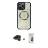MARSİLYAN™- iPhone 14 Pro Max Kılıf Kutup Modern - Siyah 6D Mat Seramik Hayalet Nano Ekran Koruyucu + Raze Metal Kamera Lens - GD