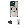 MARSİLYAN™- iPhone 14 Pro Max Kılıf Kutup Modern - Siyah 6D Mat Seramik Hayalet Nano Ekran Koruyucu + Raze Metal Kamera Lens - GS