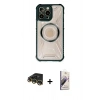 MARSİLYAN™- iPhone 14 Pro Max Kılıf Kutup Modern - Siyah Bilvis 3D Mat Cam Ekran Koruyucu + Raze Metal Kamera Lens - GD