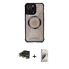 MARSİLYAN™- iPhone 14 Pro Max Kılıf Kutup Modern - Siyah Bilvis 3D Mat Cam Ekran Koruyucu + Raze Metal Kamera Lens - GD
