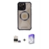 MARSİLYAN™- iPhone 14 Pro Max Kılıf Kutup Modern - Siyah Bilvis 5in1 3D Magic Cam Ekran Koruyucu + Bilvis Titan Kamera Lens - GS