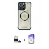 MARSİLYAN™- iPhone 14 Pro Max Kılıf Kutup Modern - Siyah Bilvis 5in1 3D Magic Cam Ekran Koruyucu + Bilvis Titan Kamera Lens - GD
