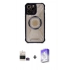 MARSİLYAN™- iPhone 14 Pro Max Kılıf Kutup Modern - Siyah Bilvis 5in1 3D Magic Cam Ekran Koruyucu + Bilvis Titan Kamera Lens - GD