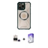 MARSİLYAN™- iPhone 14 Pro Max Kılıf Kutup Modern - Siyah Bilvis 5in1 3D Magic Cam Ekran Koruyucu + Derin Mor Bilvis Titan Kamera Lens