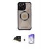 MARSİLYAN™- iPhone 14 Pro Max Kılıf Kutup Modern - Siyah Bilvis 5in1 3D Magic Cam Ekran Koruyucu + Raze Metal Kamera Lens - GD